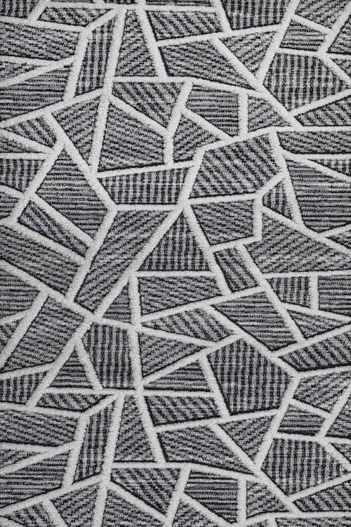 Gri Geometrik Etnik Modern Desenli Pamuk Makinada Yıkanabilir Hav Toz Vermez Leke Tutmayan Kaymaz Taban Dijital Makine Baskı Salon Yolluk Mutfak Halı