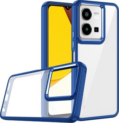 Vivo Y16 Ile Uyumlu Kılıf Kontrast Renk Tasarımlı Cynosure Kapak Lacivert