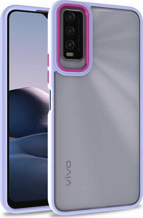 Vivo Y20 Ile Uyumlu Kılıf Kontrast Renk Tasarımlı Cynosure Kapak Lila