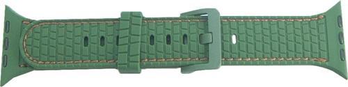 Watch 4 Uyumlu Delikli Vlahovic 42-44mm Dikişli Tokalı Kordon Koyu Yeşil