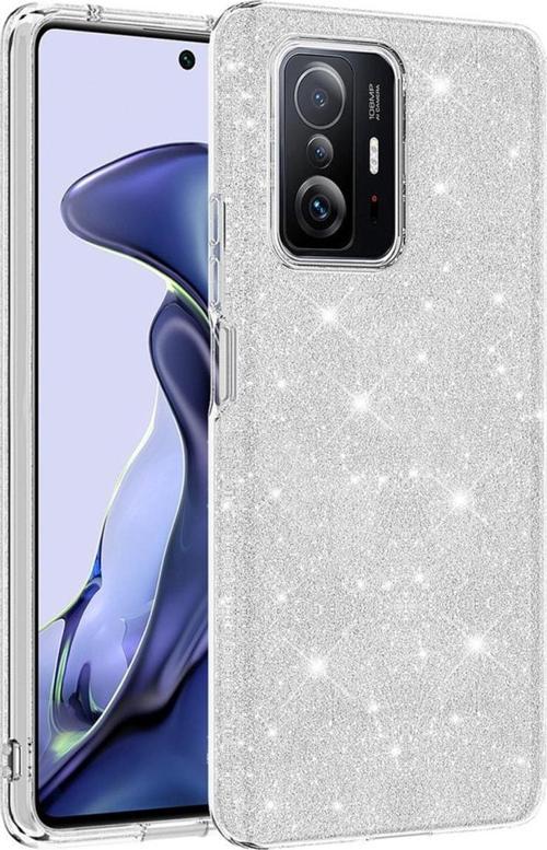 Xiaomi Mi 11t Pro 5g Ile Uyumlu Kılıf Simli Parlak Çift Katmanlı Shining Silikon Gümüş