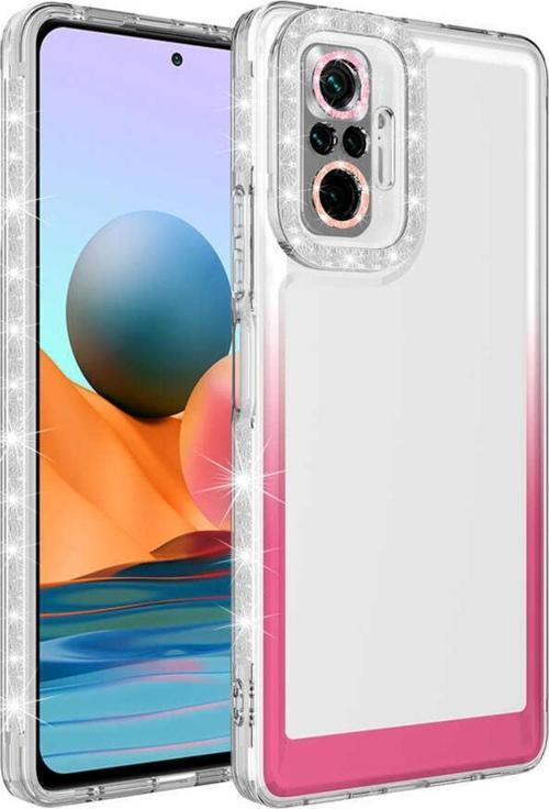 Xiaomi Redmi Note 10 Pro Ile Uyumlu Kılıf Taşlı Ve Renk Geçiş Tasarımlı Lens Korumalı Park Kapak