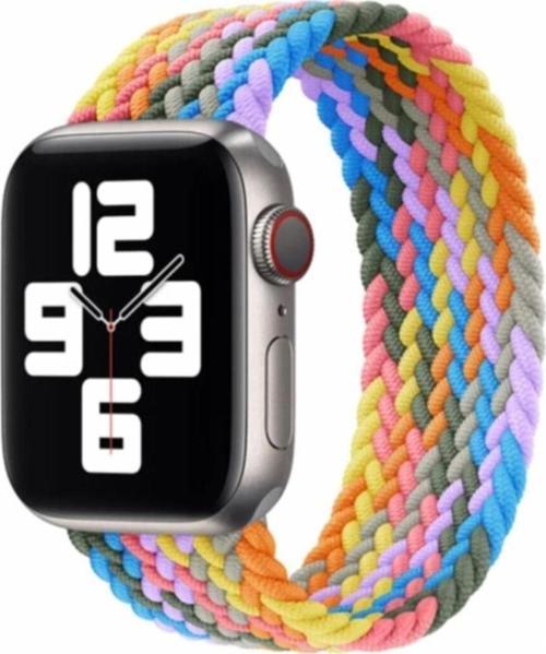 Apple Watch 44mm Uyumlu Kayış Spor Loop Kordon Small Rainbow Purple
