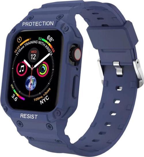 Apple Watch 5 Ile Uyumlu Double Protect 38-40mm Gnabry Antishok Kordon Lacivert