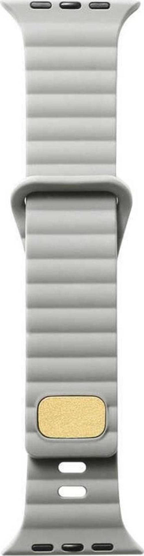 Apple Watch 5 Ile Uyumlu Metal Toka Tasarımlı 38-40mm Strip Kabartmalı Kordon Krem
