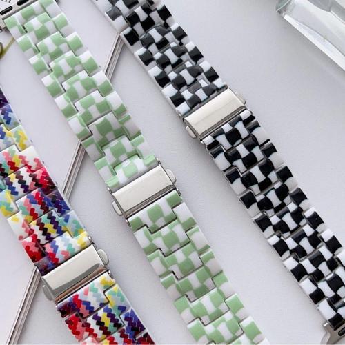 Apple Watch 5 Ile Uyumlu Metal Toka Tasarımlı 42-44mm Double Color Desenli Kordon Rainbow