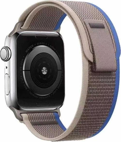 Apple Watch Ultra Ile Uyumlu 49mm Kayış Hasır Örgülü First Color Efflorescence Hasır Kordon Gri-mavi