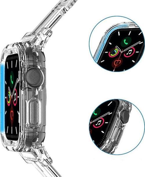 Apple Watch Ultra Ile Uyumlu Kordon 49mm Transparan Wanderlust Spor Saat Kayış Siyah