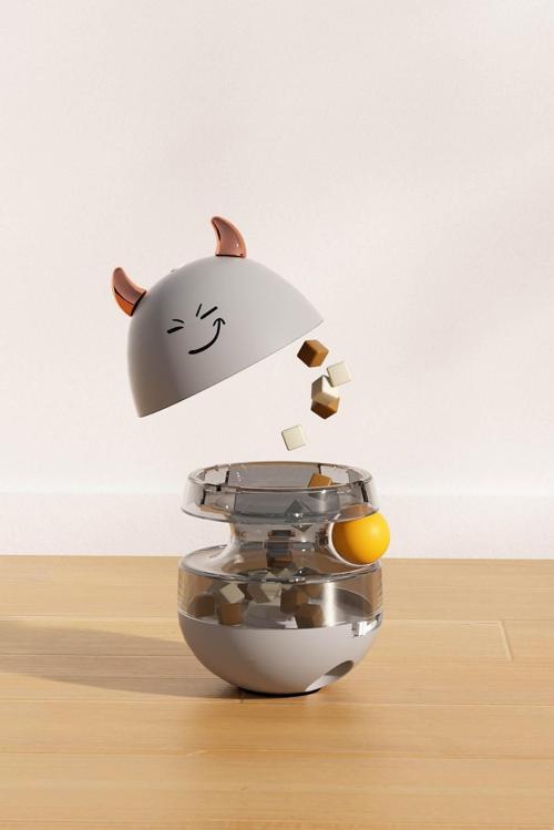 İnteraktif Gıda Dağıtıcı Oyuncak Tumbler Cat Oyuncak Topu Atıştırmalık Dağıtıcı İkili döner toplar