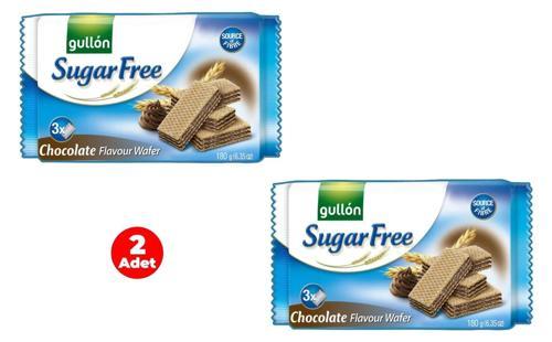 Kakao Aromalı Krema Dolgulu Şekersiz Gofret - Sugar Free Wafer 180 gr (2 Adet)