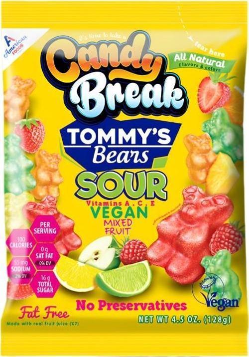 Candy Break Tommy's Bear Sour Tatlı-Ekşi Vegan Jelibon 128 gr