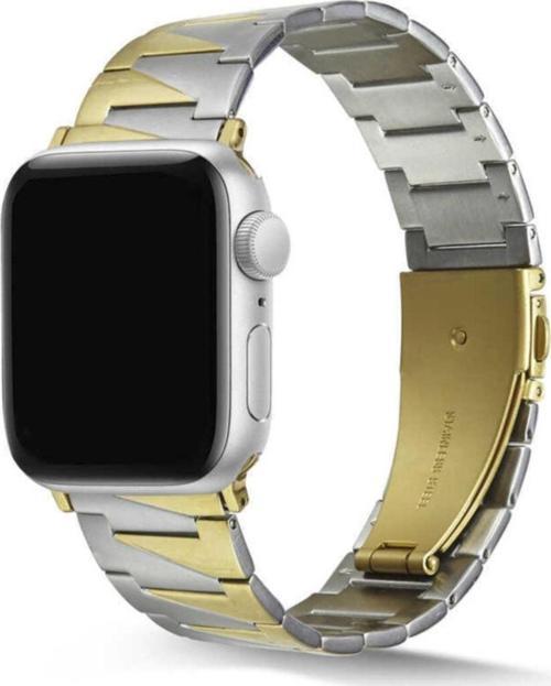 Apple Watch 7 45 mm Uyumlu Z Type Model Metal Kordon Gümüş-gold