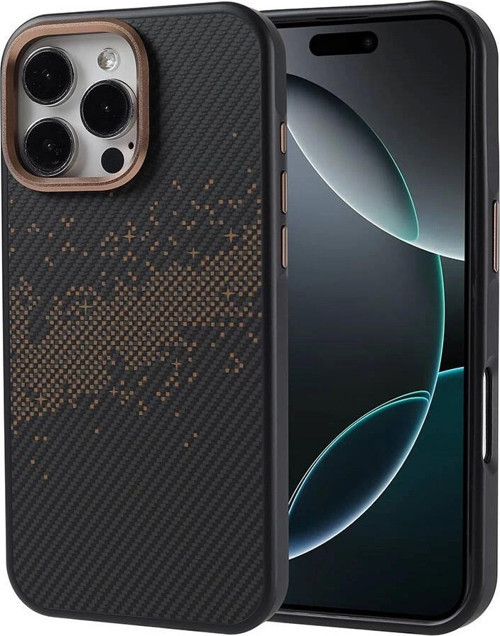 Apple iPhone 16 Pro Max Kılıf M-safe Şarj Özellikli Karbon Fiber Tasarımlı Zore Vave Kapak