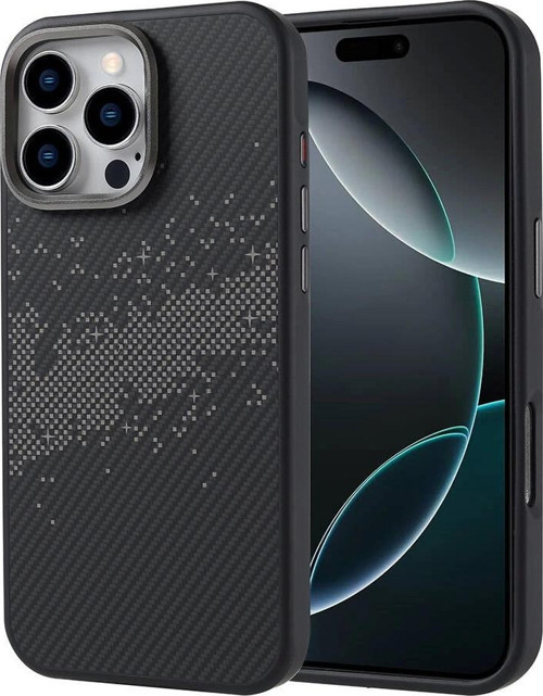 Apple iPhone 16 Pro Max Kılıf M-safe Şarj Özellikli Karbon Fiber Tasarımlı Zore Vave Kapak
