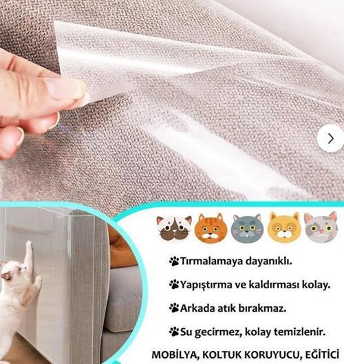 Kedi Koltuk Mobilya Koruyucu Tırmalama Caydırıcı Parlak Kendinden Yapışkanlı Şeffaf Folyo 50 x 1 Metre