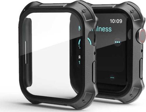 Apple Watch 7 Ile Uyumlu 41mm Için Tank Zırh Kasa Ve Ekran Koruyucu Talisman Watch Gard Siyah
