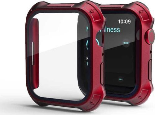 Apple Watch 7 Ile Uyumlu 45mm Için Tank Zırh Kasa Ve Ekran Koruyucu Talisman Watch Gard Kırmızı