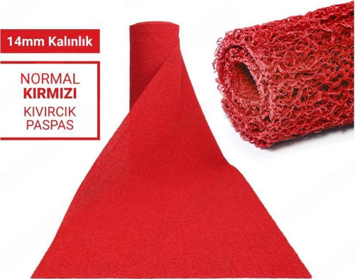100X350CM KIRMIZI KIVIRCIK PASPAS-HALI KAYMAZ YOLLUK LİDYA 14MM