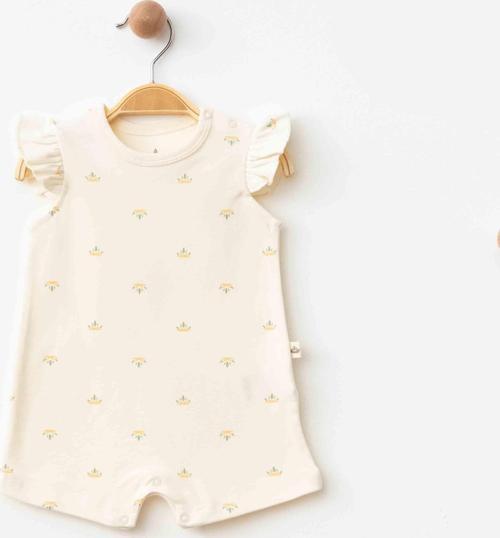 ÇİÇEKLİ KISA TULUM Ekru