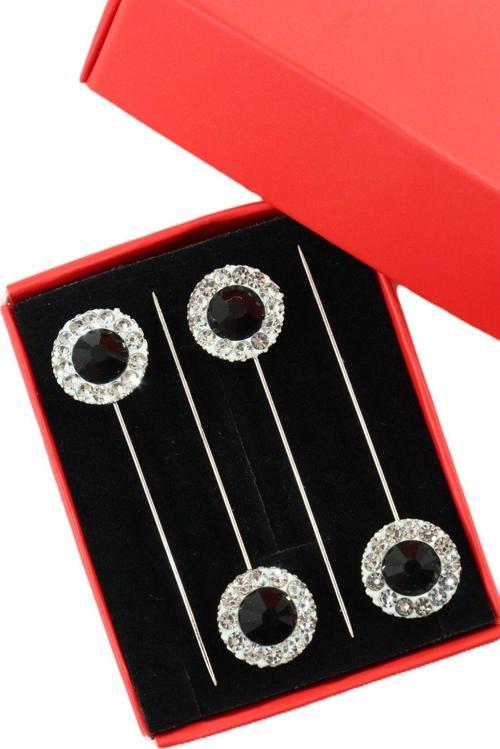 4’lü Oval siyah taşlı eşarp iğnesi. Şal iğnesi. Türban iğnesi. Başörtü iğnesi. Eşarp ve şal iğnesi.