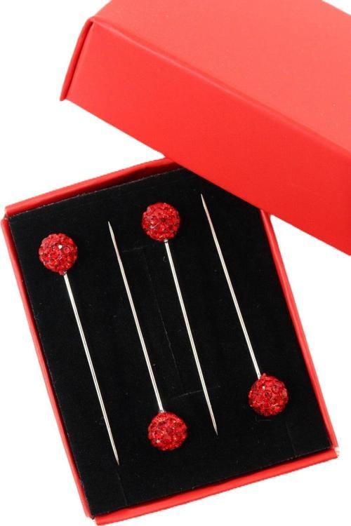 4’lü kırmızı taşlı eşarp iğnesi. Şal iğnesi. Türban iğnesi. Başörtü iğnesi. Eşarp ve şal iğnesi.