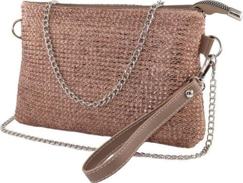 Örgü Bronz Portföy Çanta. Bronz Clutch Çanta. Gece Çantası. Davet Çantası. El Ve Omuz Çantası.