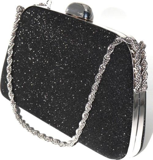 Palsim siyah abiye çanta. Clutch siyah simli gece çantası. Abiye çanta siyah. Siyah abiye çantası.