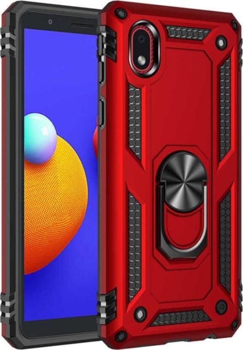 Galaxy A01 Core Shockproof Yüzük Tutuculu Vega Kırmızı