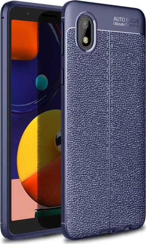 Galaxy A01 Core Uyumlu Niss Silikon Deri Görünümlü Lacivert Kılıf