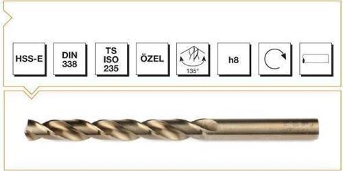 Makina Takım HSS-E Altın Seri İnox Delme Matkap Ucu 2 mm