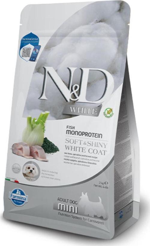 WHITE DOG Levrek, Pirinç, Rezene Ve Spirulina Küçük Irk Yetişkin Beyaz Köpek Maması 2 Kg