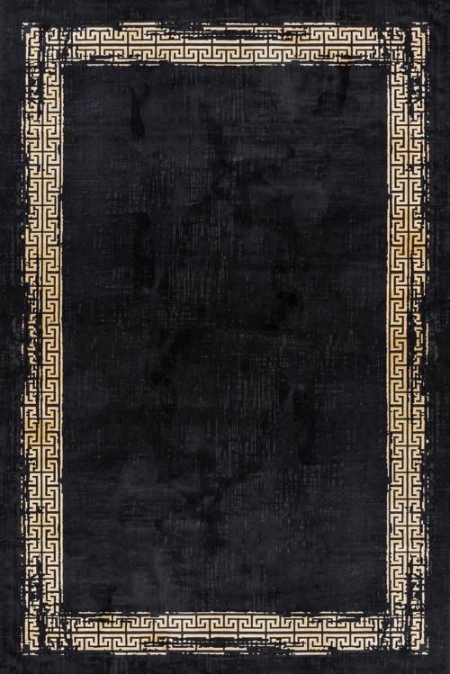 Siyah Geometrik Etnik Modern Desenli Pamuk Makinada Yıkanabilir Hav Toz Vermez Leke Tutmayan Kaymaz Taban Dijital Makine Baskı Salon Yolluk Mutfak Halı