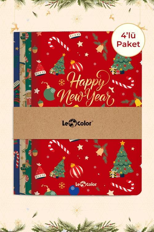 4'lü Yeni Yıl Defter Seti Çizgisiz 13x20 - Happy New Year