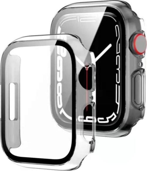 Apple Watch 7 Uyumlu 45mm Için Tpu Çerçeveli Ekran Koruyuculu Ön Çerçeve Kılıf Şeffaf