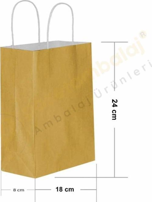Altın Kraft Çanta Küçük Boy 18x8x24 cm 25 Adet
