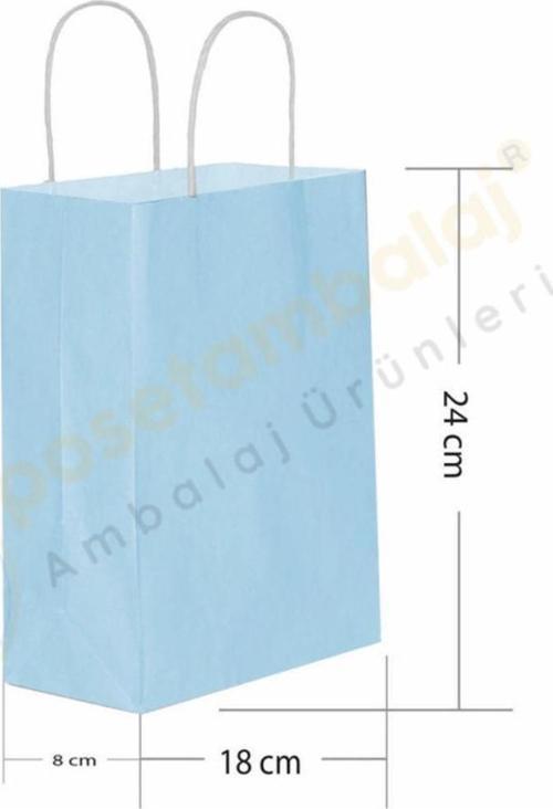 Mavi Kraft Çanta Küçük Boy 18x8x24 cm 25 Adet