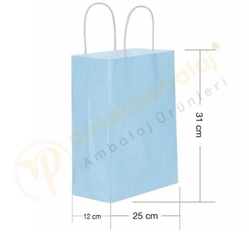 Mavi Kraft Çanta Orta Boy 25x12x31 cm 25 Adet
