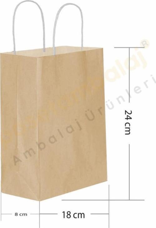 Naturel Kraft Çanta Küçük Boy 18x8x24 cm 25 Adet