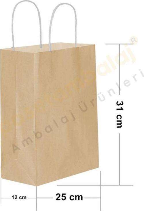Naturel Kraft Çanta Orta Boy 25x12x31 cm 25 Adet