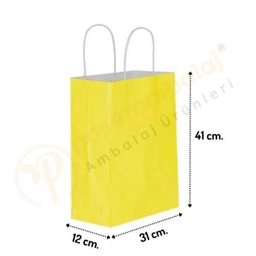 Sarı Kraft Çanta Büyük Boy 31x12x41 cm 25 Adet