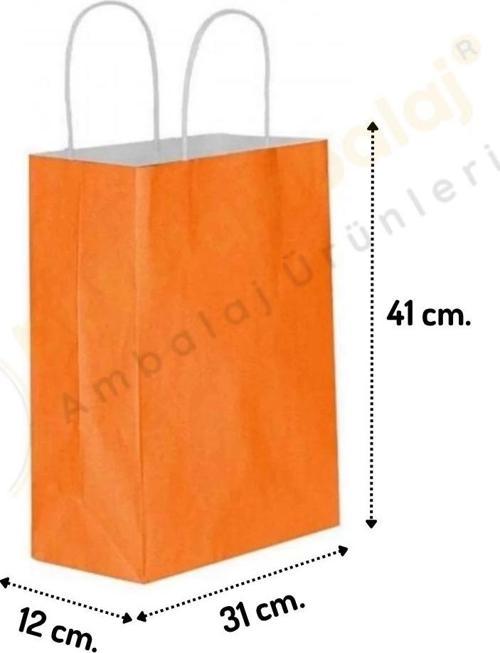 Turuncu Kraft Çanta Büyük Boy 31x12x41 cm 25 Adet