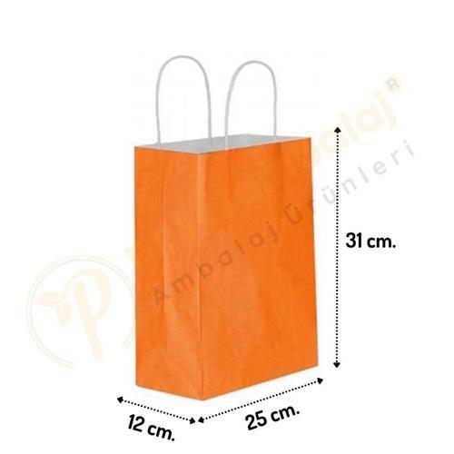 Turuncu Kraft Çanta Orta Boy 25x12x31 cm 25 Adet