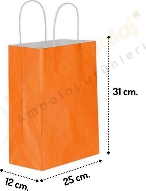 Turuncu Kraft Çanta Orta Boy 25x12x31 cm 25 Adet