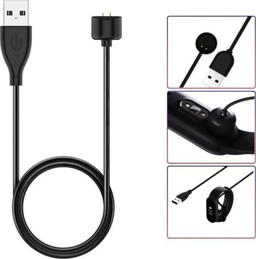 Xiaomi Mi Band 6 Ile Uyumlu Akıllı Saat Şarj Kablosu Manyetik Usb Şarj Aleti Siyah