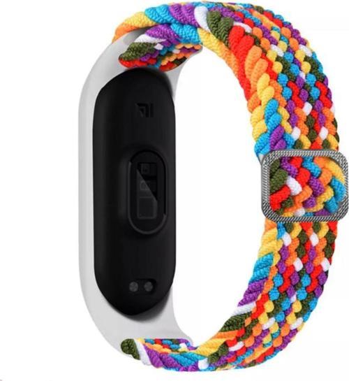 Xiaomi Mi Band 6 Uyumlu Mixed Hasır Örme Kordon Kayış Rainbow