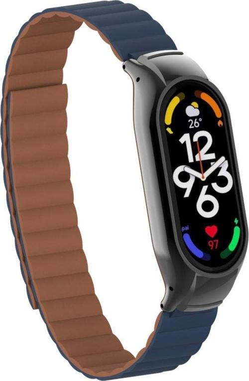 Xiaomi Mi Band 7 Ile Uyumlu Haller Kordon Mıknatıslı Şık Tasarım Kordon Saks Mavi