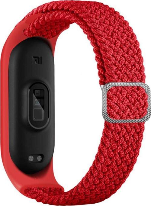 Xiaomi Mi Band 7 Ile Uyumlu Mixed Kayış Hasır Örmeli Kordon Kayış Kırmızı