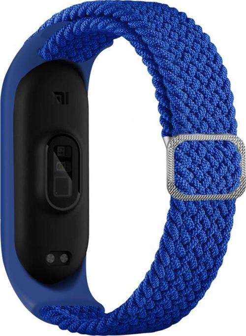 Xiaomi Mi Band 7 Ile Uyumlu Mixed Kayış Hasır Örmeli Kordon Kayış Lacivert