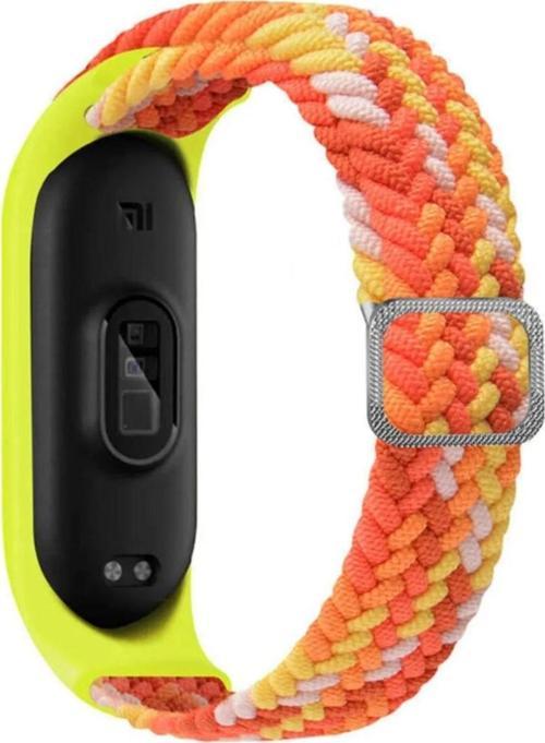 Xiaomi Mi Band 7 Ile Uyumlu Mixed Kayış Hasır Örmeli Kordon Kayış Orange