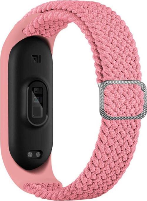 Xiaomi Mi Band 7 Ile Uyumlu Mixed Kayış Hasır Örmeli Kordon Kayış Pembe